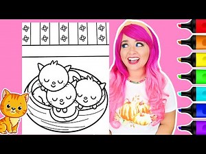 Coloring Cozy Sleeping Kittens Coloring Page | Ohuhu Art Markers