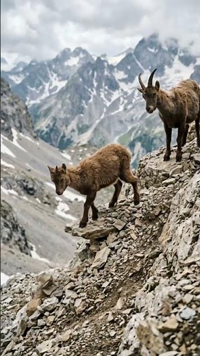 How Mother Ibex Train Their Babies on Deadly Cliff Routes #animals #nature