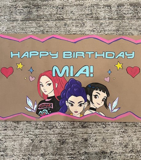 K-pop Demon Hunters HUNTR/X Birthday Banner Party Decoration - Hand Painted & Personalized! - Etsy