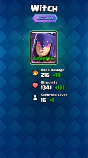 clash royale 16 level max Evulation witch