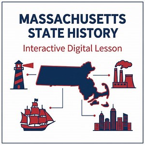 Massachusetts State History Interactive Map, Game & Digital Lesson
