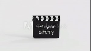 tell your story- text title on film slate clapper board