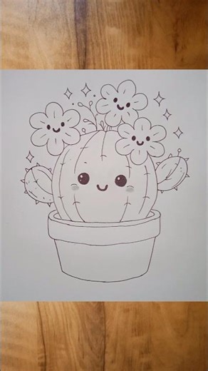 Cute Cactus Drawing 🌵❤️ Easy and Adorable Cactus Art | Pencil Drawing #Shorts