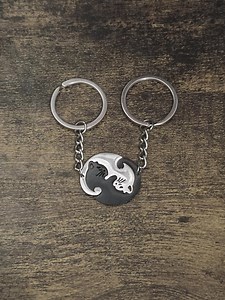 Cute Cat Yin Yang | Metal Keychain | for Two | Limited Stock - Etsy