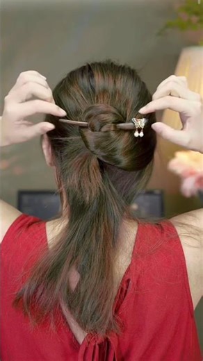 Chinese Traditional Hair Stick Style: Half-Up Bun Tutorial #hairstyle