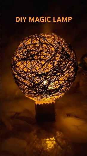 How to make String Lamp | Beautiful Handmade Night Light from Balloon & Yarn #DIYLamp #CraftIdeas