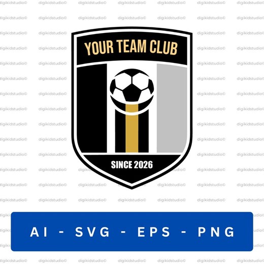 Soccer Team Logo SVG – Black Gold Football Club Crest Template (ai, Svg, Eps, Png) - Etsy