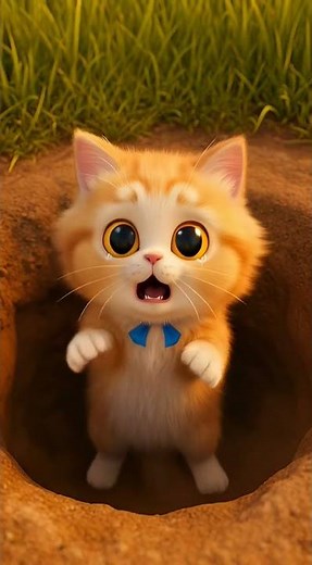 Cute Kitten Falls into Hole & Gets Rescued | Adorable Cat Short Animation