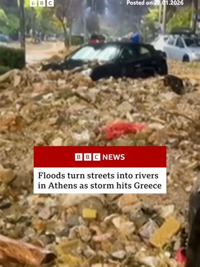 The equivalent of six weeks of rain fell in parts of Greece leading to flash flooding in the capital. #Athens #Floods #Greece #SevereWeather #Meteorology #Storm #BBCNews