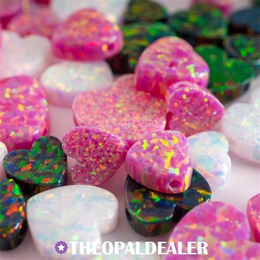 Opal Heart Charm Bead - Lab-created Drilled Cabochon for Jewelry Making - Etsy