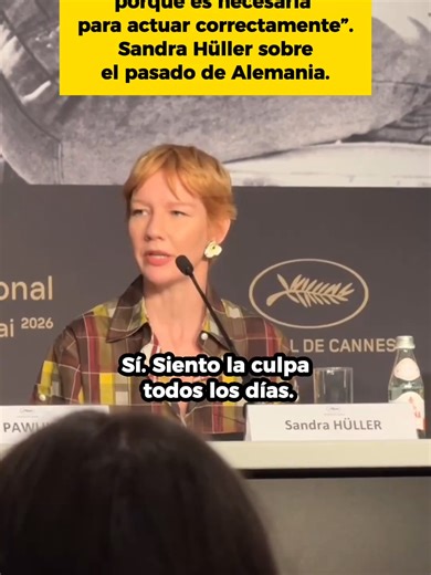 “Nunca me canso de la culpa porque es necesaria para actuar correctamente”, ha declarado Sandra Hüller en la rueda de prensa de Fatherland en Cannes. #sandrahuller #cannes #cannesfilmfestival