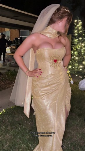 Custom Gold Bridal Gown: Perfect Fit & Pleat Details