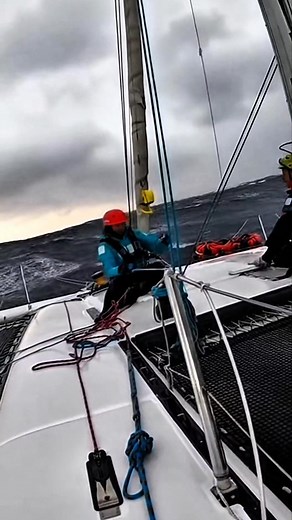 One massive side wave… and the whole catamaran went sideways! 🌊⚡ #SailSnaps #OceanStorm #CatamaranLife #WaveHit #SeaAdventure #GoProVibes | David Scott