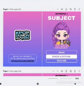 FREE TEMPLATES! FREE TEMPLATES! KpopDemon Hunter Notebook Cover. You can use this for your business pede din pang personal use.  Canva template.  Check comments for the template.  Free lang po, just follow and like lang page ko para manotify kayo for future free templates! ☺️ #digitalart #canva #freetemplate | Printcraft | Facebook