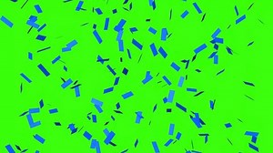 Blue confetti are falling on the green screen. Festive effects. 3D animation.