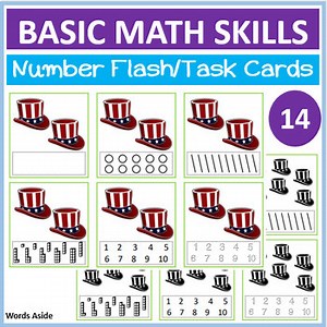 Math Skills Number Flash Task Cards Kindergarten SPED