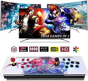 3D Arcade Game Console - 3800 Games Installed, Search Games, Support 50 3D Games, 1280x720P, Favorite List, 4 Players Online Game, 2 Player Game Controls for PC & Projector & TV,Rocker Retro