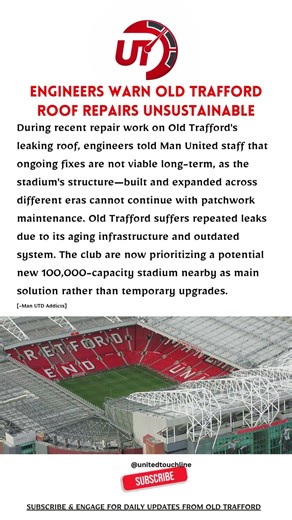 Engineers Warn Old Trafford Roof Repairs Unsustainable | MAN U DAILY NEWS #mufc