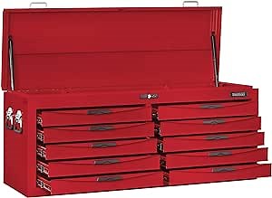 Teng Tools 10 Drawer 53 Inch Wide Professional Steel Lockable Red N Series Top Box - TC810N