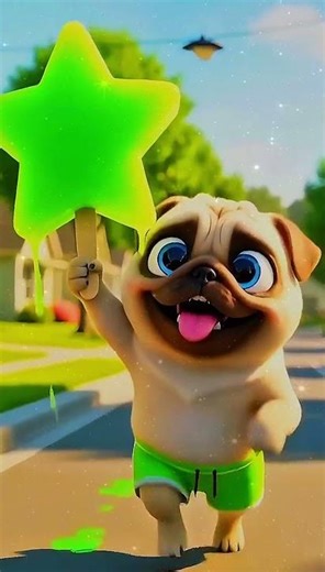 Pug’s Giant STAR Popsicle Surprise! 🤩 Poolside Fun & Neon Treats 🐾 #shorts #dog #pug