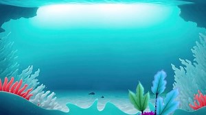 Looping video - Animated fish swim in the sea amid coral reefs 4k. fish cartoon