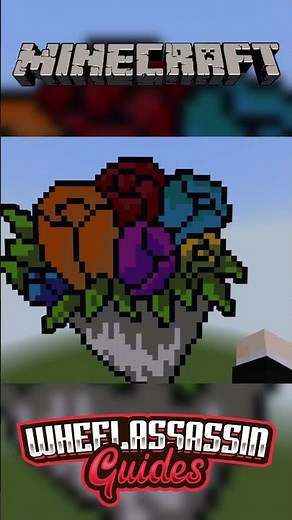 A Pixel Art Flower Bouquet built in Minecraft!!