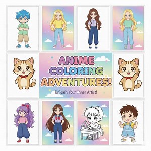 Anime Coloring Pages for Kids: 30  Page Printable Set (PDF) - Etsy