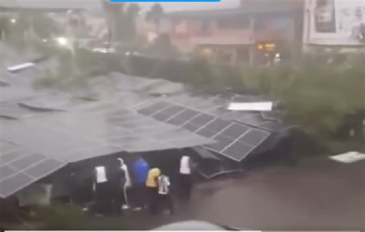 Solar panel roof at A&C Shopping Mall collapses after heavy rain on Tuesday