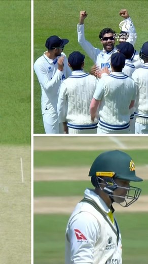 Jadeja gets his first wicket 👊 #WTC23 #cricket #cricketreels | ICC - International Cricket Council