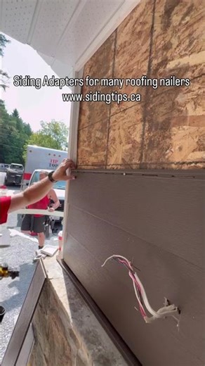 Using a roofing nailer to install Royal Celect siding