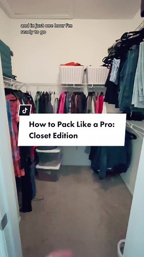 How to Pack Like a Pro When Moving: Closet Edition. Using bags instead of boxes to save space. Steam clothing after if needed. Pack in categories: Bottoms, Tops, Dresses, Jackets, Undergarments, Seasonal/Accessories, Shoes. #howtopack #packingtips #movingtips #professionalorganizer #organizing #moving #movingday #pods #closetpacking #wardrobepacking