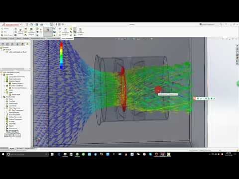 Solidworks fluid simulation of a ducted fan, with rotating region