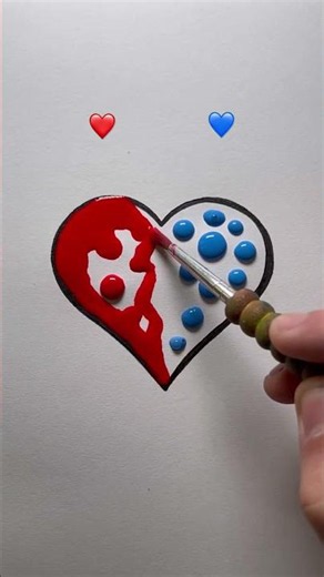 ❤️💙 Amazing Red & Blue Heart Drawing | Easy Art | Ghulam Abbas Painter Artist