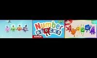 Mix of 3 videos from youtube : alphablocks numberblocks colourblocks theme song