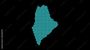 Maine digital map. Map of Maine in dotted style. Shape of the us state filled with rectangles. Vibrant video.