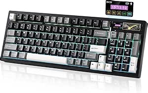 YUNZII IF99 Wireless Mechanical Gaming Keyboard with Smart LCD Display, QMK/VIA Programmable BT/2.4G/USB-C Gasket Mounted Hot Swap RGB 96% Layout for Mac/Win (Black, Gateron Zero Switch)