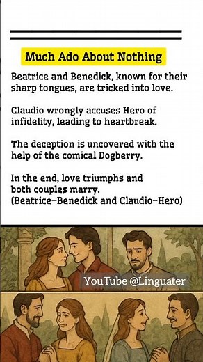 Much Ado About Nothing by William Shakespeare - 4 Line Short Summary - #shorts #summary