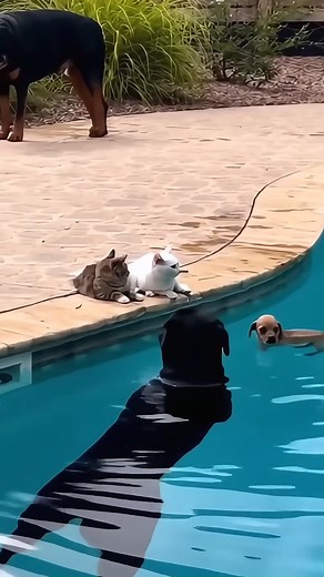 31K views · 112 reactions | Rottweiler Solves Barking Dog Problem #Rottweiler #FunnyDogs #Pool #Comedy #Cats | Wild Rescue TV | Facebook