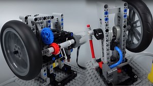 Lego Train Powered by Air and Motors for Feline Comfort