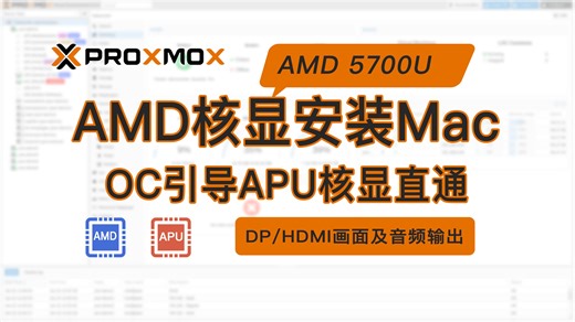 PVE（Proxmox VE）AMD APU核显安装macOS黑苹果AMD核显rom直通OpenCore引导天钡TianBei WTR PRO 5700U