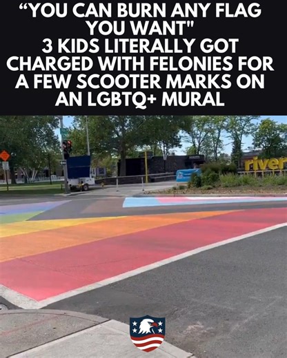 “You can burn any flag you want" 3 kids literally got charged with felonies for a few scooter marks on an LGBTQ mural | Michael Boucher