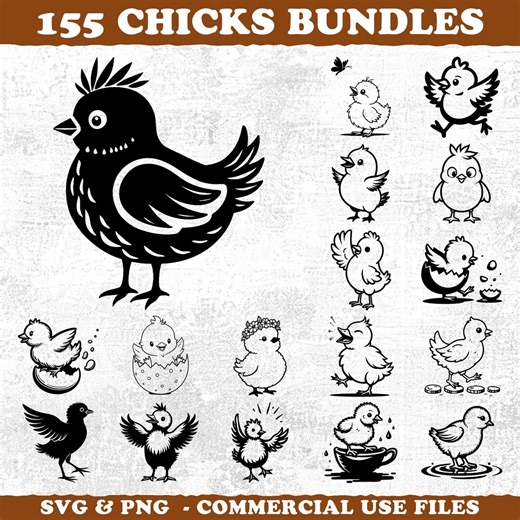 Chicks Graphics Bundle Svg & Png for Cricut and Laser Engrave Farm Animal Crafts Instant Downloads - Etsy
