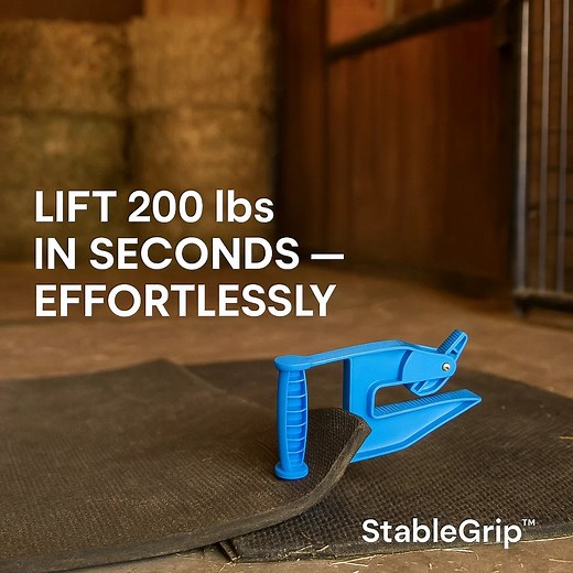 Every horse owner knows the pain — heavy rubber mats, endless bending, sore hands, and an aching back. The StableGrip™ Stall Mat Lifter changes that. With its ergonomic handle and strong anti-slip grip, you can lift and move mats in seconds — no more strain, no more fatigue. Work smarter, not harder — your back will thank you. | Viorla