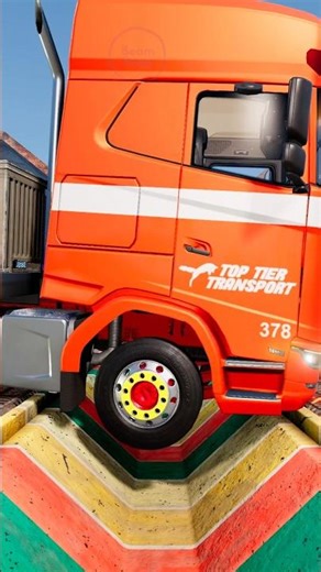 Flatbed Truck Tow Cars with Containers vs Gutter | BeamNG.drive