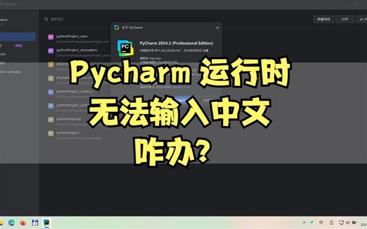 3个方法pycharm运行时无法输入中文问题