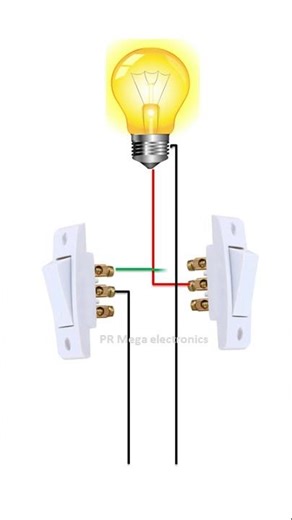 Two Way Switch Connection | Control One Bulb with Two Switches #shorts #electrical #diy #circuit