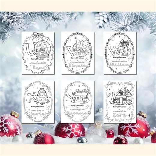 Personalized A–Z Christmas Cards | Editable Coloring Gift for Kids, Classrooms & Families - Etsy