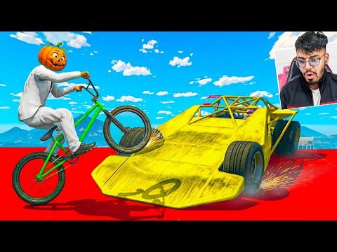 Cars Vs Cars in Broken Walls 888.888% People Fall Down in This GTA 5 Challenge!