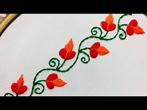 Hand Embroidery:simple borderline embroidery design.