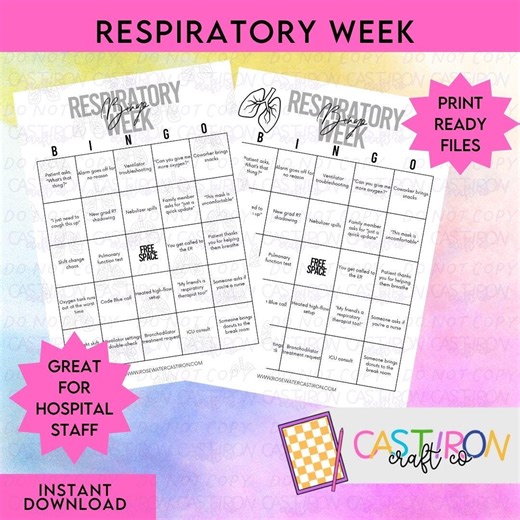 Respiratory Therapy Week Bingo Game: EDITABLE RT Appreciation (instant Download) - Etsy